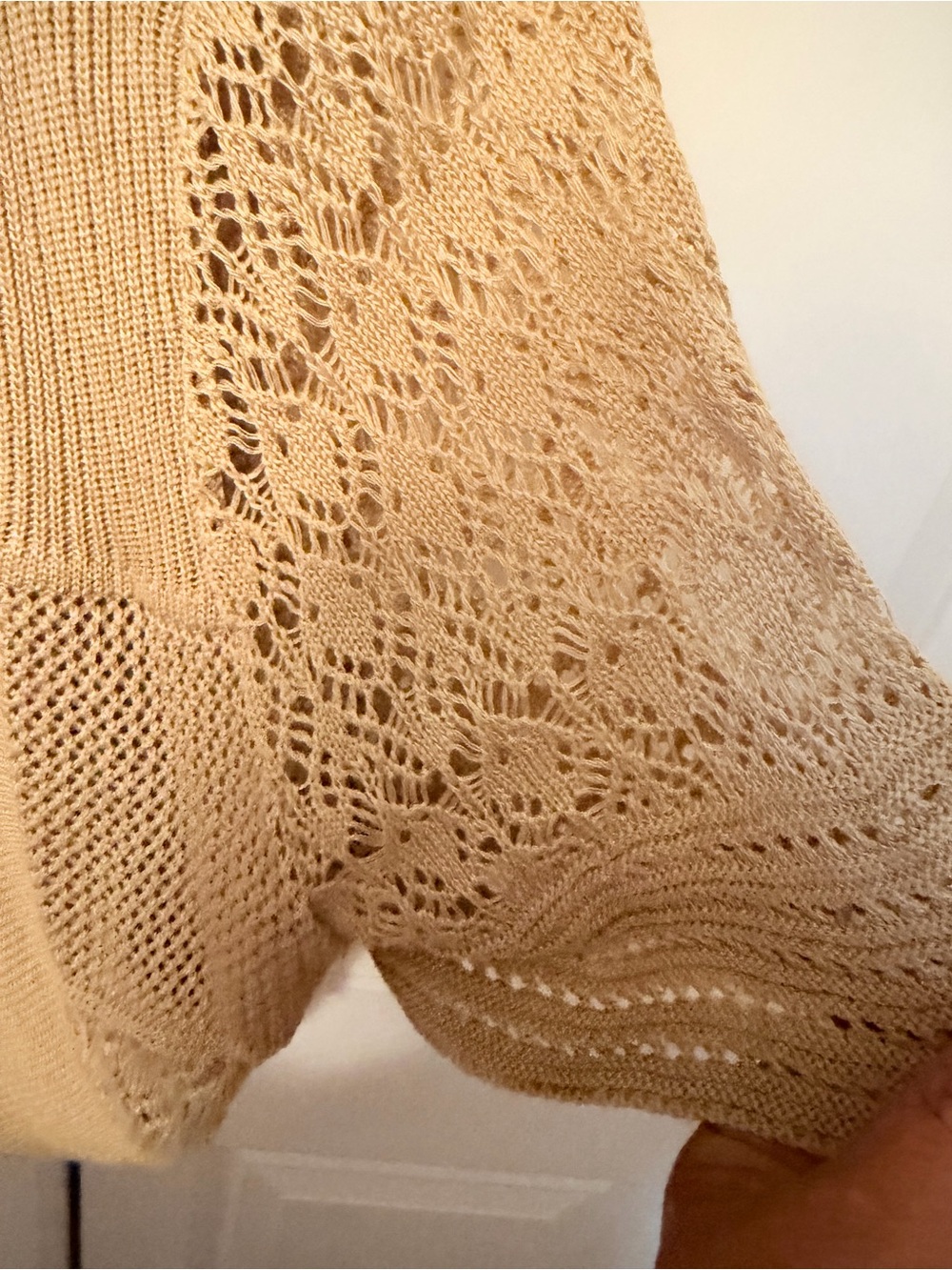 new directions Beige Open-Front Crochet Knit Shrug - Picture 3 of 5